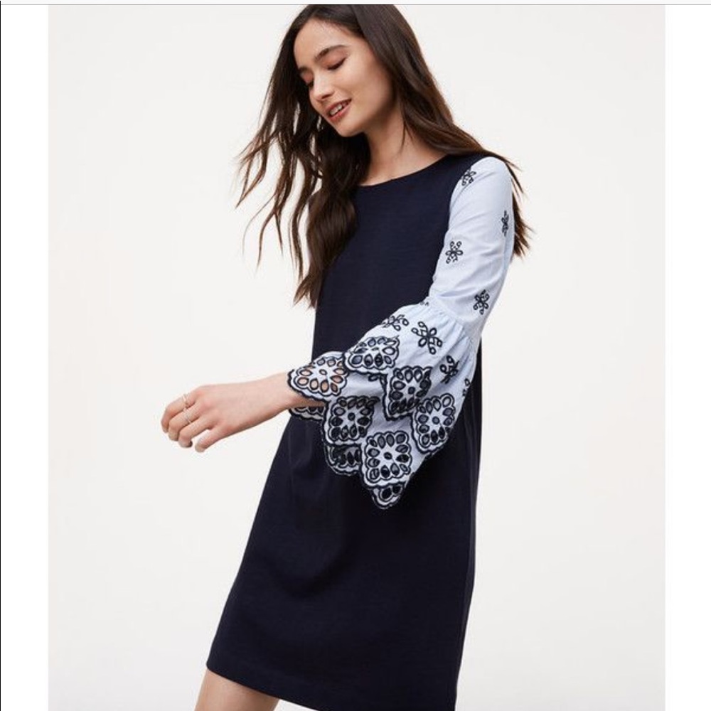 NWT LOFT Eyelet Sleeve Shift Dress size M